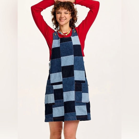 Lucy & Yak Dresses & Skirts - NWT Lucy & Yak Layla dress in Paige patchwork denim size 6 oraganic cotton
